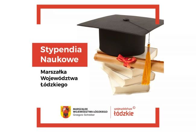 grafika promująca Stypendia Naukowe Marszałka Województwa Łódzkiego.