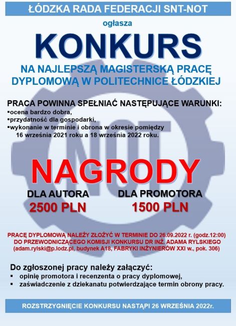 Plakat na Konkurs NOT 2022