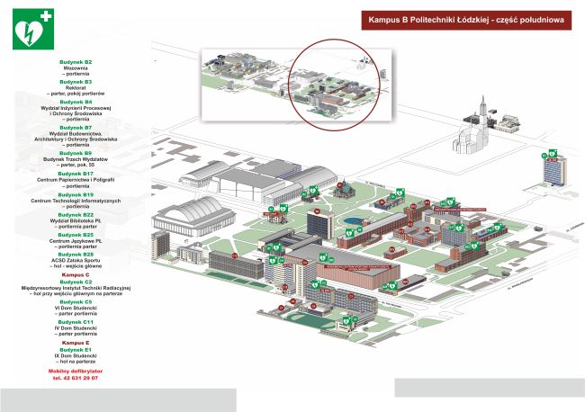 Defibrylatory na kampusie B PŁ