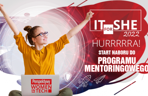Grafika promująca program mentoringowy IT FOR SHE
