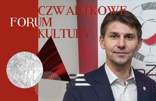 Grafika promująca CFK na PŁ z Euzebiuszem Smolarkiem