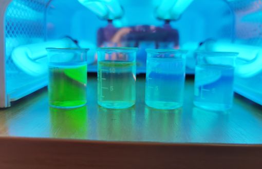 suspensions of quantum dots under UV light