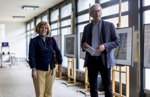 The opening of the exhibition: prof. Yulia Ivashko and prof. Marek Pabich 