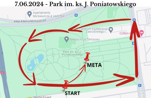 mapka z trasą biegu